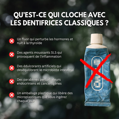 Ce qui cloche avec les dentifrices classiques : fluor, SLS, parabènes