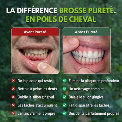 Avant et après le passage à la brosse à dents Pureté.