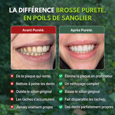 Avant et après le passage à la brosse à dents Pureté.
